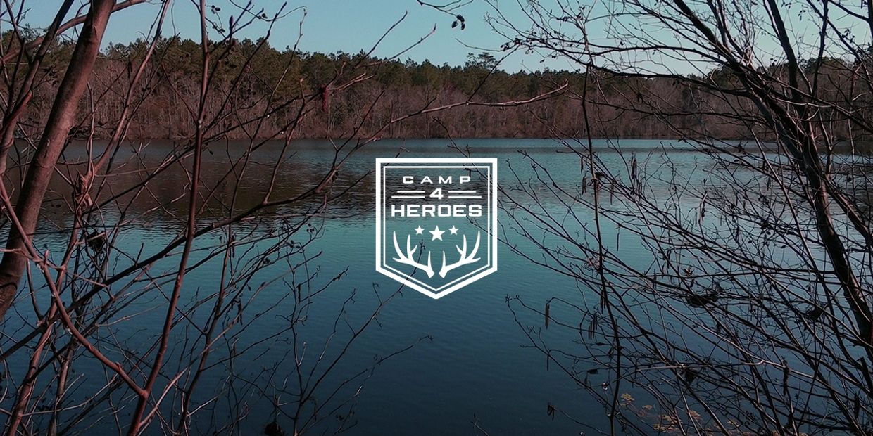 Camp4Heroes Logo with background of water