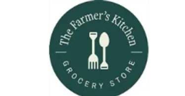 Logo of The Farmer's Kitchen Grocery Store with fork and spoon icons.