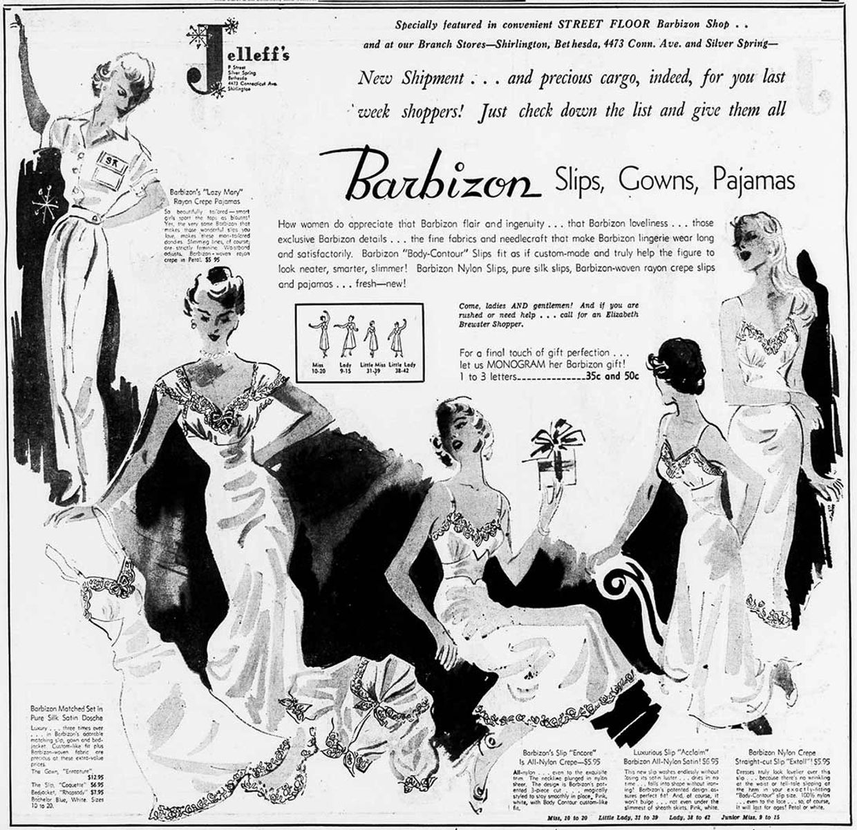 Fashion in the 1940s - a vintage ad for Barbizon slips and nightgowns