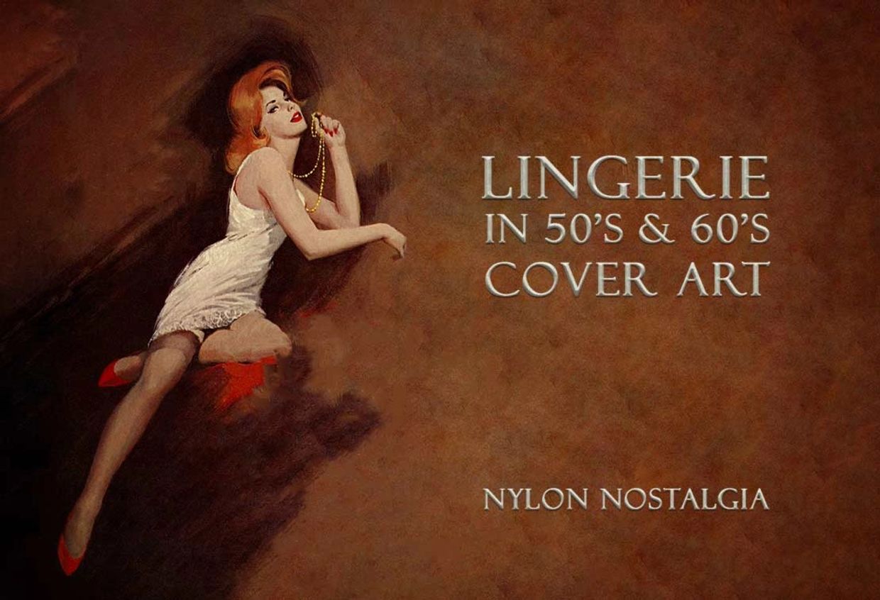 vintage lingerie in 1950's pulp fiction cover art