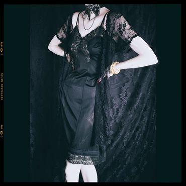 Vintage nylon goth slip dress. Buy goth dresses online UK. Free UK delivery.