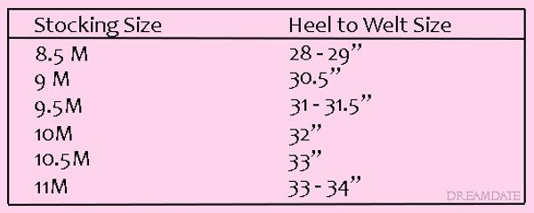nylon stocking size guide