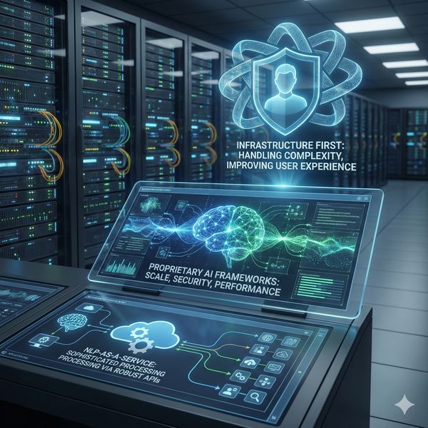 Photorealistic image, a state-of-the-art data centre, visual foundation for Ample One Technologies.