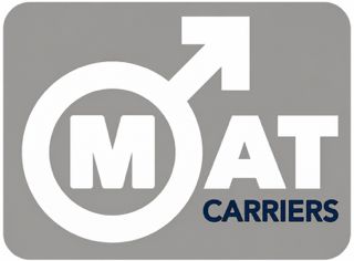 Logo with male symbol and text MAT CARRIERS.