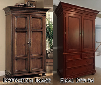 JD Designs Fine Woodworks Custom Furniture Maple Armoire Before and After