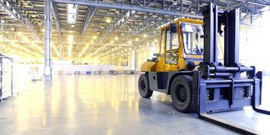 warehousing and storage
forklift
big and spacious storage space
bright warehouse