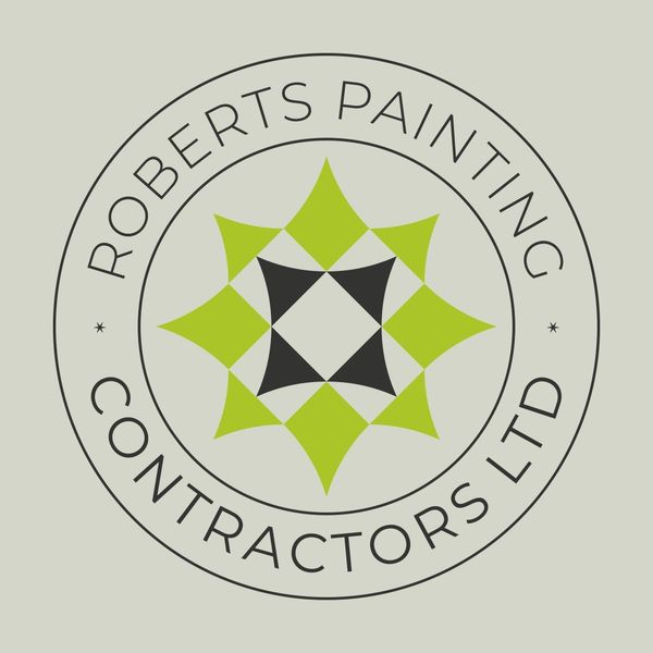 Logo of Roberts Painting Contractors Ltd with green and black geometric design.