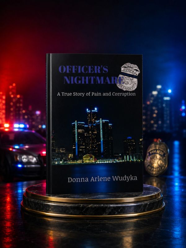 Book titled 'Officer's Nightmare' about pain and corruption in policing.