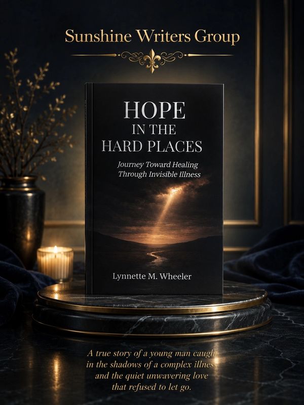 Book titled 'Hope in the Hard Places' by Lynette M. Wheeler displayed elegantly on a marble stand.