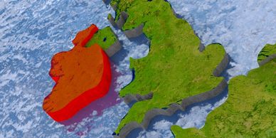 Map with Ireland highlighted in red