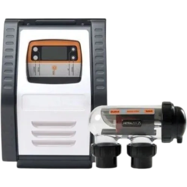 Advanced pool automation system with control panel and filtration components.