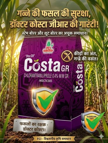डॉक्टर कोस्ता जीआर कीटनाशक से गन्ने की फसल की सुरक्षा।
