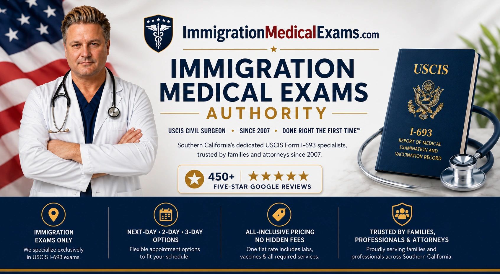 USCIS Civil Surgeon specializing in Form I-693 immigration medical exams in Southern California.