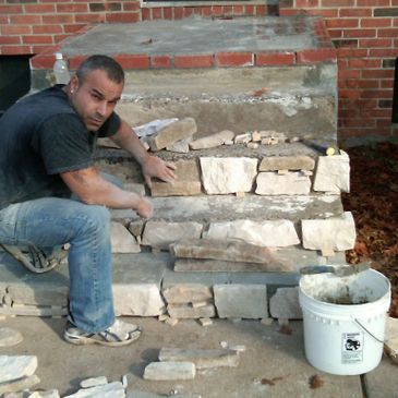 Customized steps with bricks