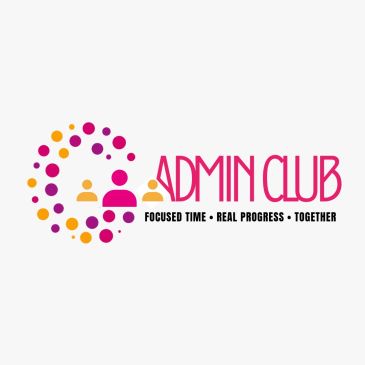 Logo for Admin Club with colorful dots and text.
