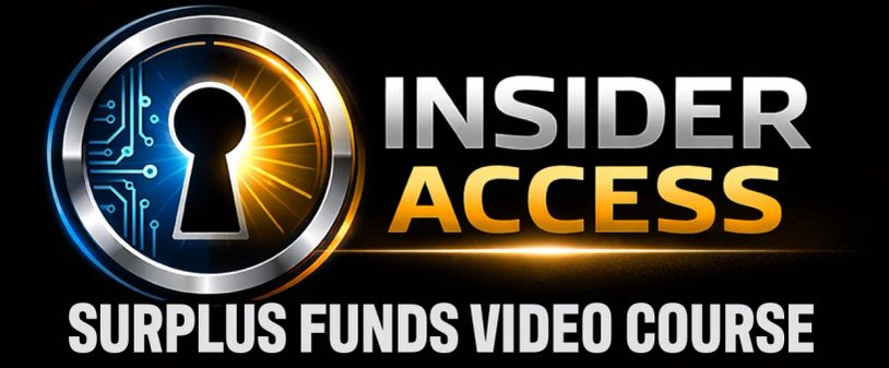 Insider Access Surplus Funds Video Course promotional banner.