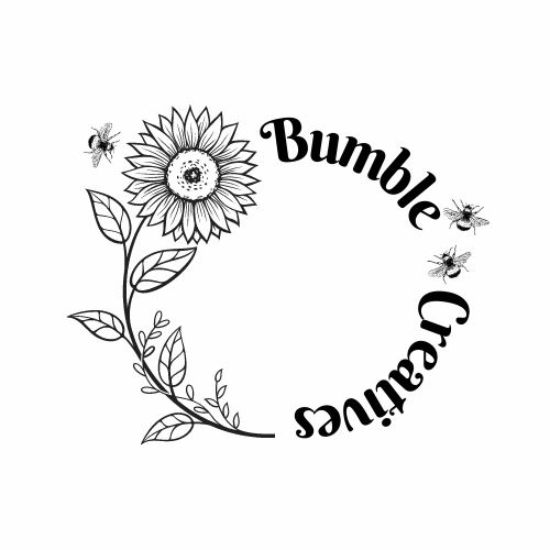 Bumble Creatives logo - Sunflower and bumble bees in a cirle with the words Bumble Creatives