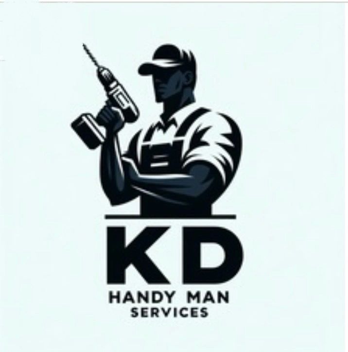 Logo of KD Handy Man Services with a worker holding a drill.