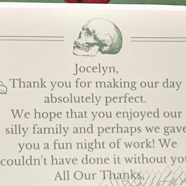 Thank you card from couple