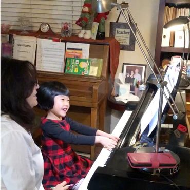 Beatrix 4 years old having fun during lesson.