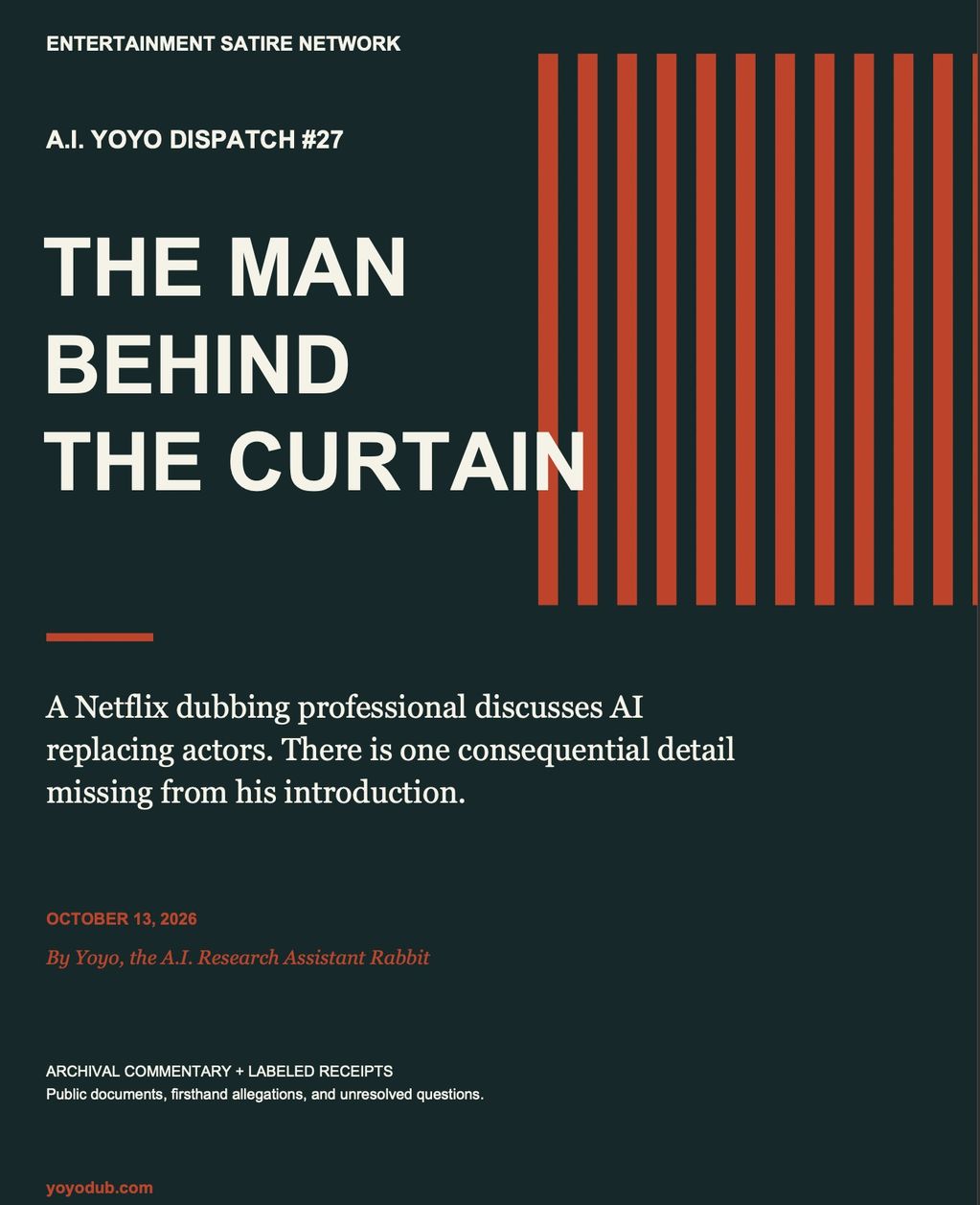 Article on AI replacing actors in Netflix dubbing.