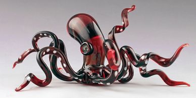 Hand-made hot-glass octopus created by Boise Art Glass.