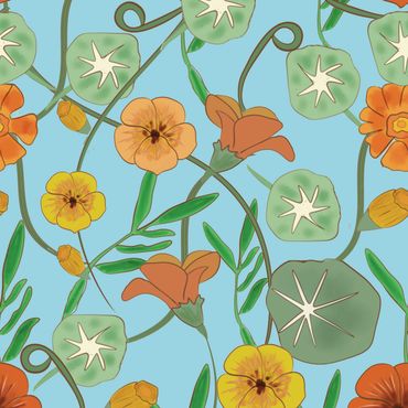 Nasturtium and Marigolds