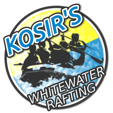 Kosir's Whitewater Rafting logo. Rafting in Wisconsin and Michigan. Menominee and Peshtigo River.