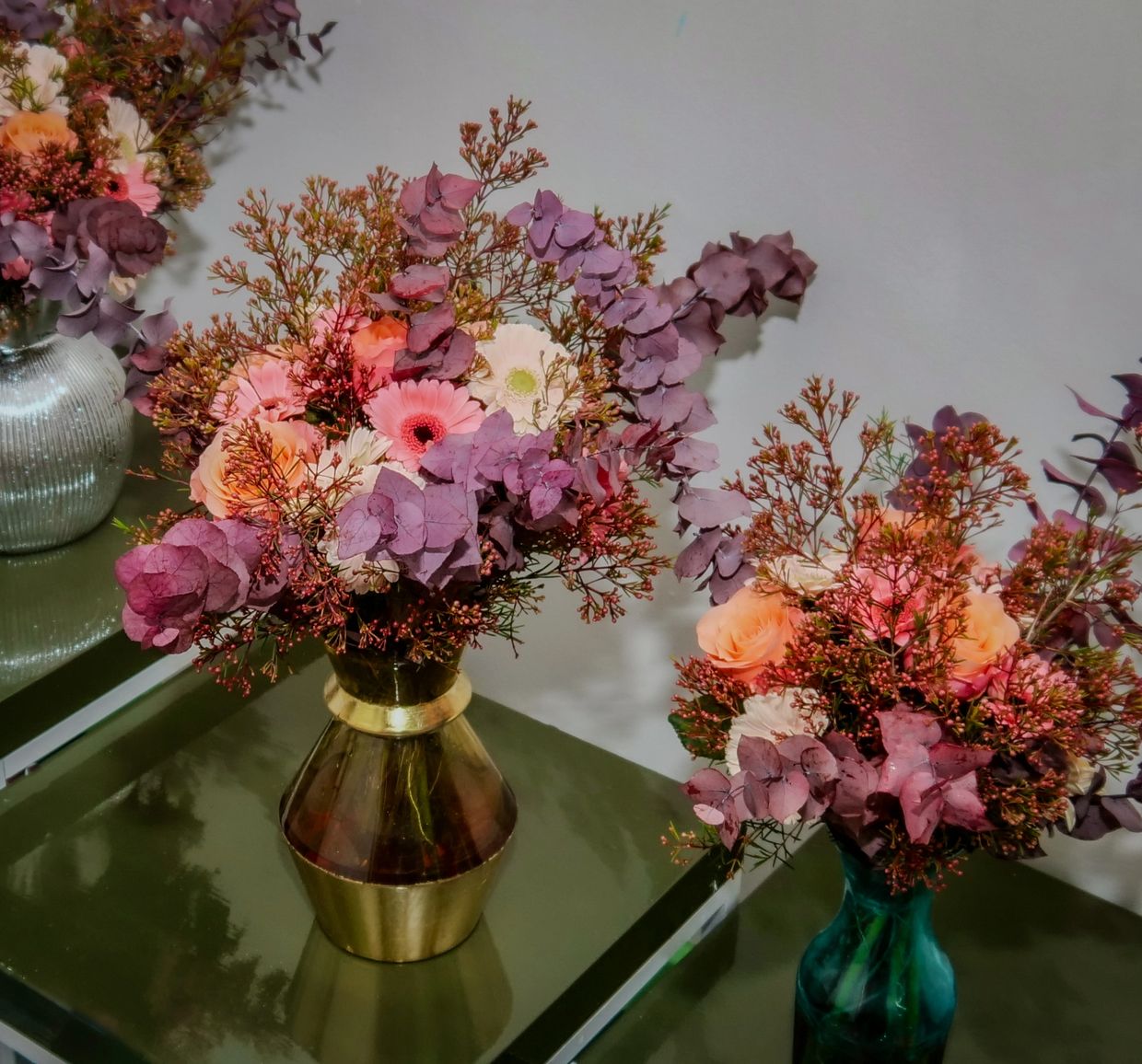 bouquets in vases
