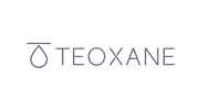 Teoxane logo with a stylized drop and horizontal bar.