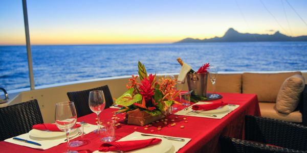 ultimate Lady bridge deck, fine dinning and service onboard this charter boat
