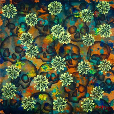 Memento Mori 1 (Til Death Do Us Part), 2019
Mixed Media on Wood
24 x 24 x .5 in
©Artist Robert Perez