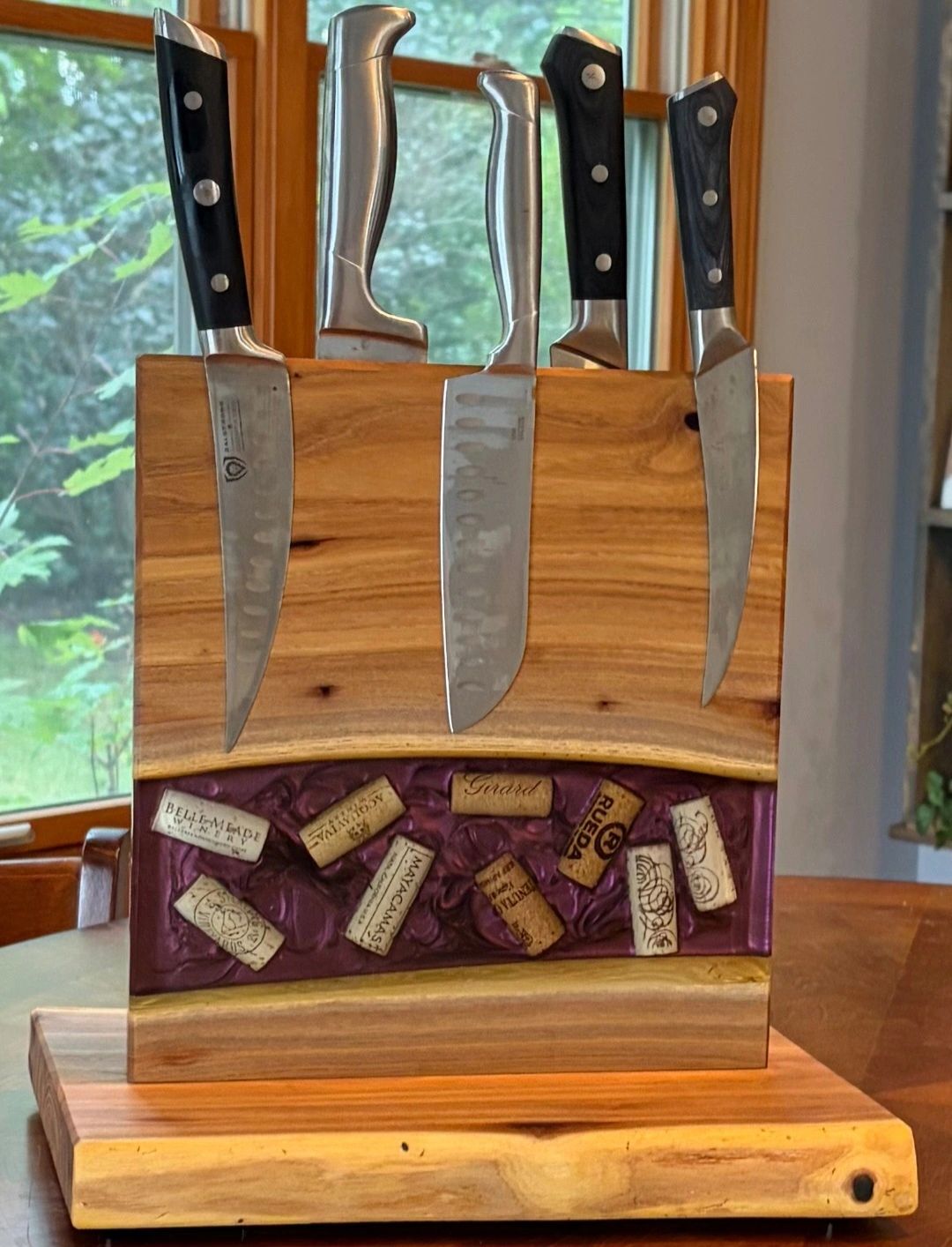 Mulberry wood with embedded wine corks