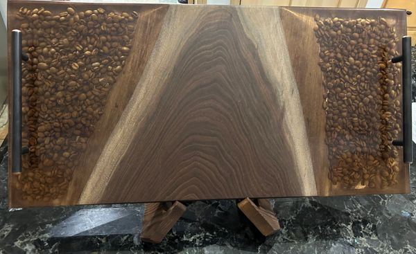 Stunning piece of black walnut with coffee beans..incredible look