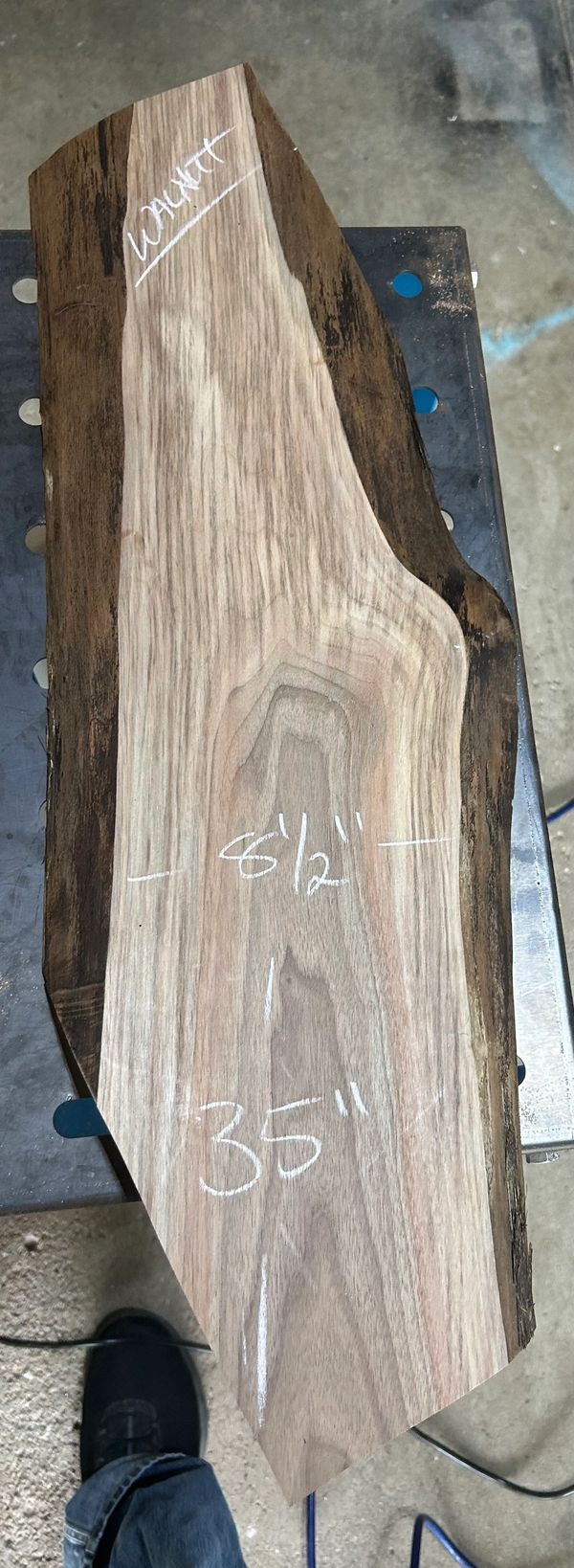 Unique piece of very colorful black walnut at the start