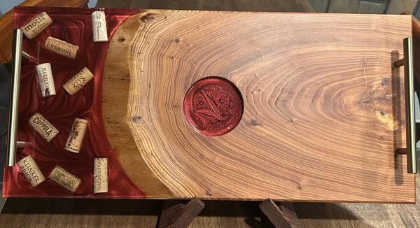 Elm wood with wine corks