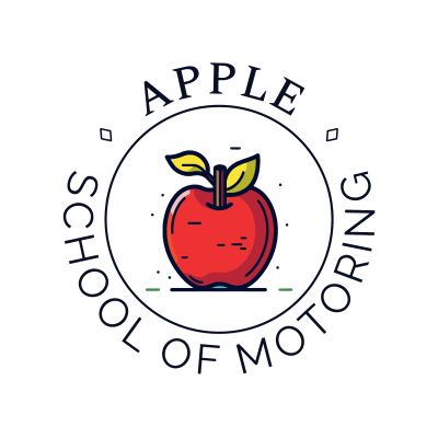 Logo of Apple School of Motoring featuring a red apple with leaves.
