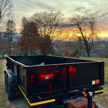 10 yard dump trailer rental at sunset in Pisgah Forest NC