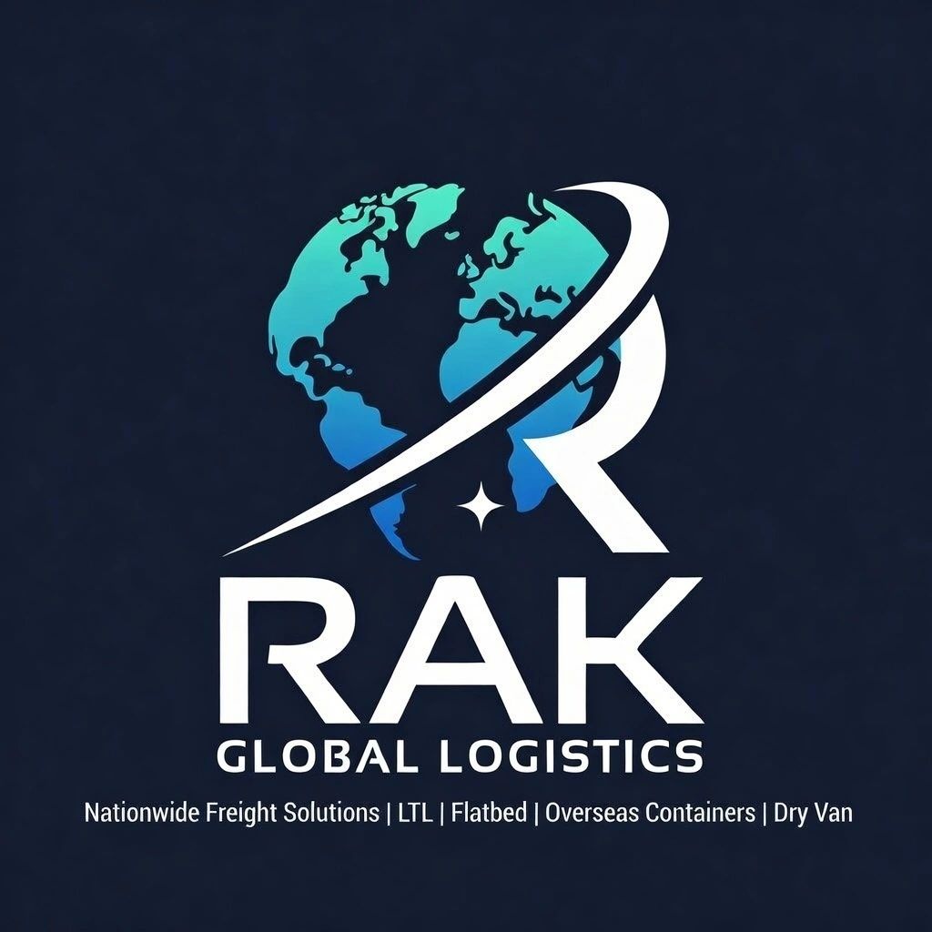 RAK Global Logistics logo with a globe and logistics services listed.