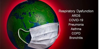 globe wearing mask with respiratory dysfunction areas listed, ARDS, COVID-19, Pneumonia, COPD.
