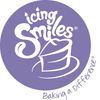 Icing Smiles Baking a Difference logo - heart shaped cake on a purple background