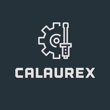 Logo with gear and dipstick icon, text CALAUREX beneath.