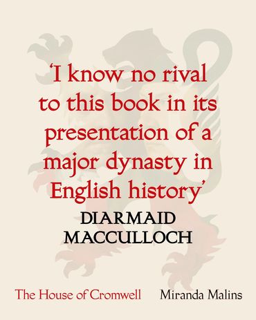 Book cover quote praising "The House of Cromwell."