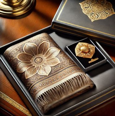 İpek Şal ve Altın Broş Seti