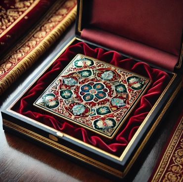 Kadife Kutulu El Yapımı Çini Karo