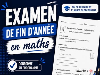 Examen de fin d'année en maths de Marie de Charlevoix