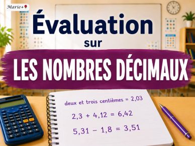 Évaluation sur les nombres décimaux par Marie de Charlevoix