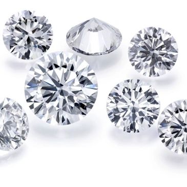 A collection of sparkling round-cut diamonds.
