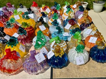 Here's some pumpkins with swirls including buckeye colors.