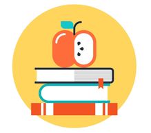 Books & apple for reading & writing sessions